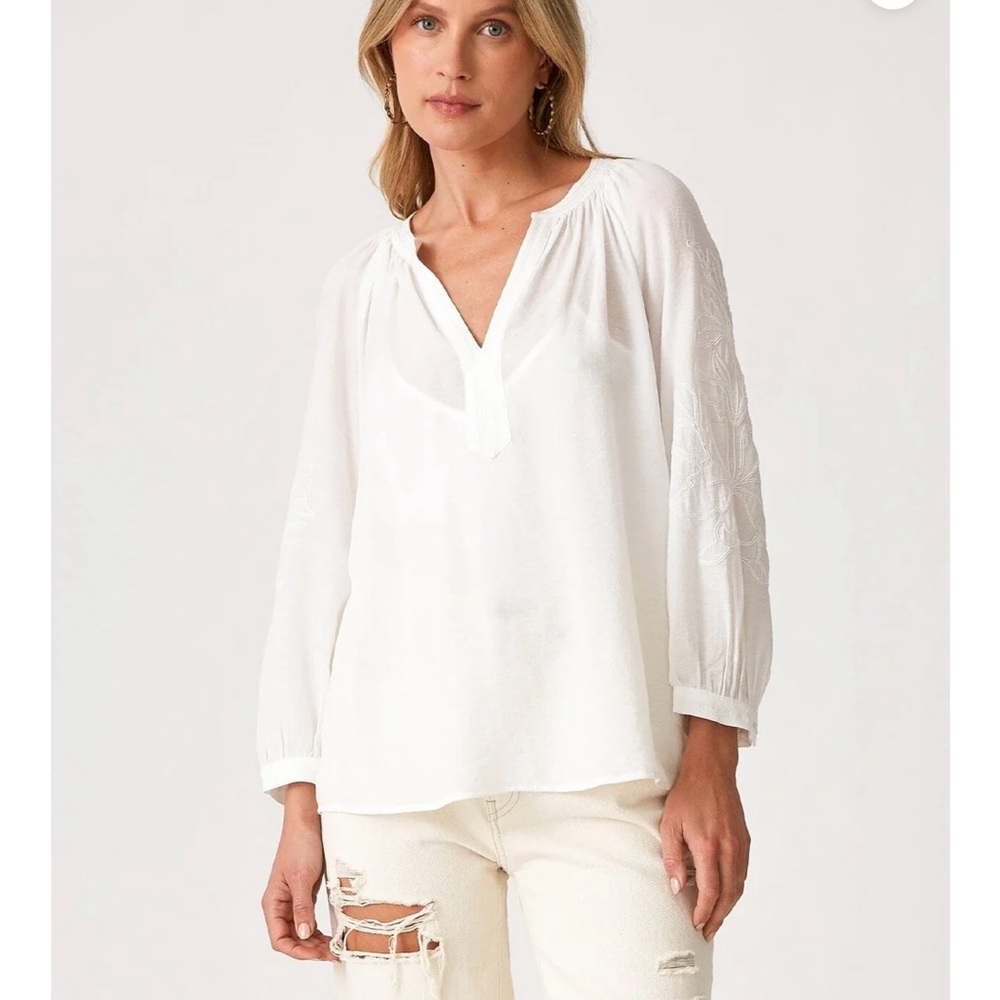 Lovestitch Cream 3/4 Sleeve Relaxed Blouse